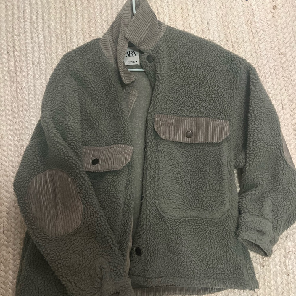Green Sherpa and corduroy shacket!